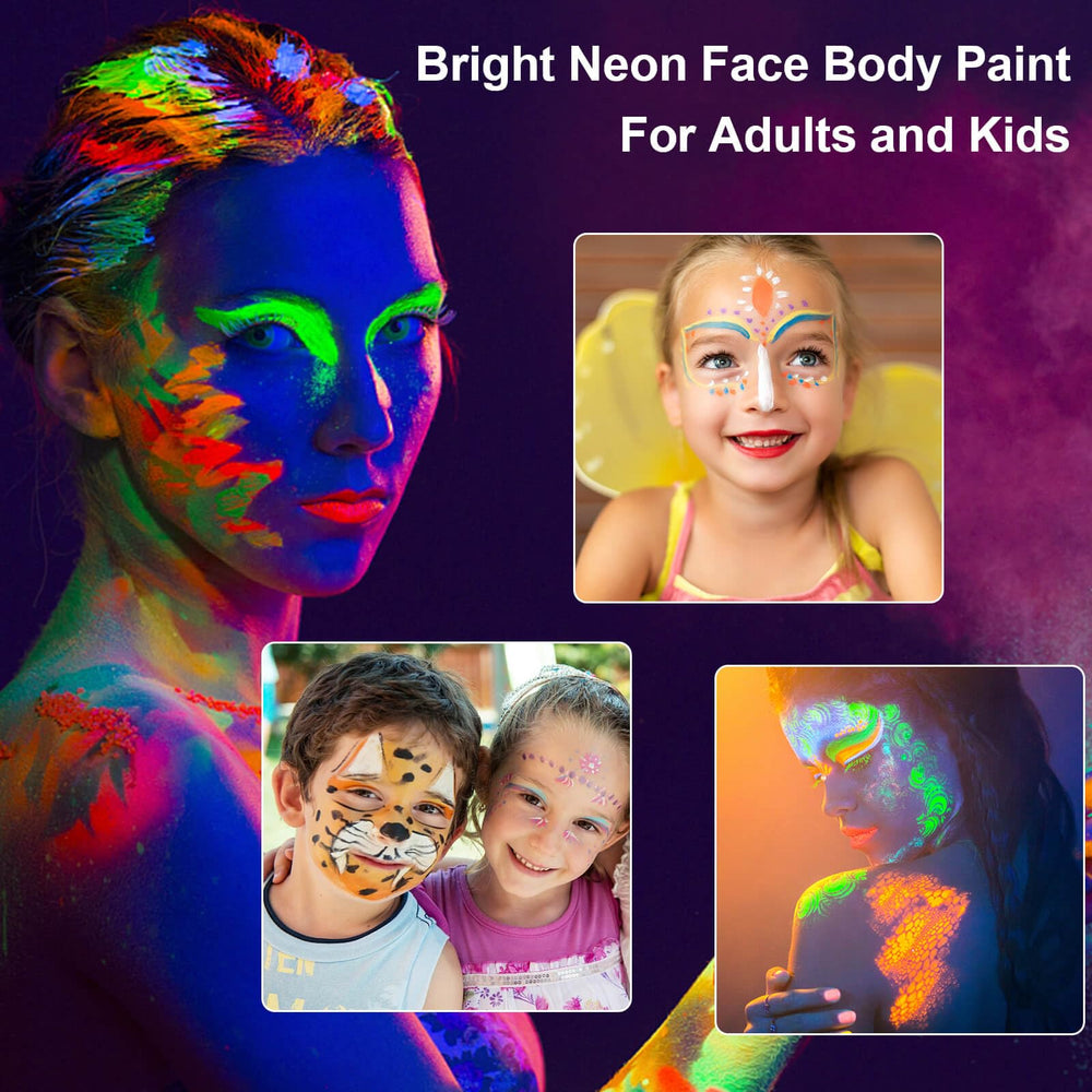 Meicoly Neon face paint pink neon safe for kids party makeup