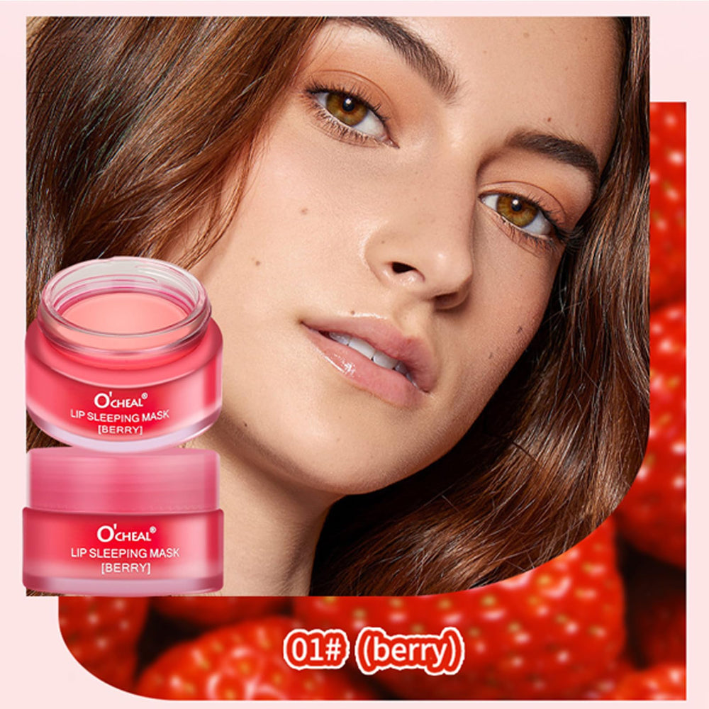 MEICOLY Nourish Lip Sleeping Mask berry scoop shows precise, mess-free nightly application.