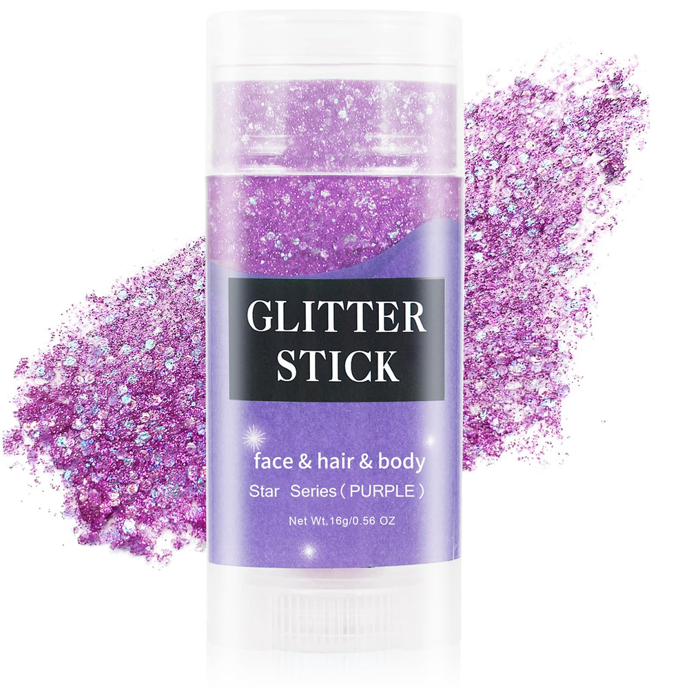 MEICOLY purple hair glitter stick for vivid, long-lasting sparkle in festival looks