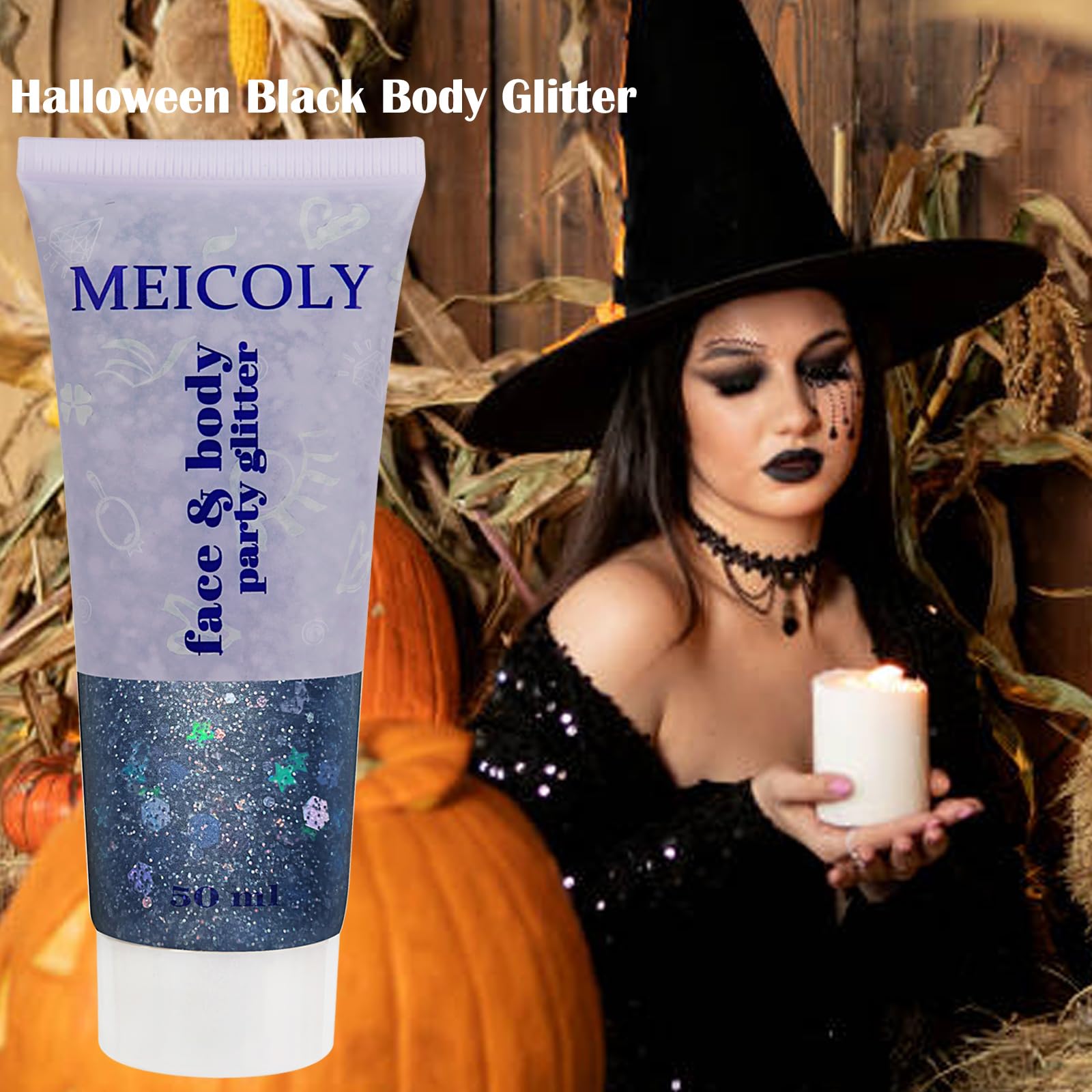 MEICOLY rave makeup look enhances bold eye and cheek highlights