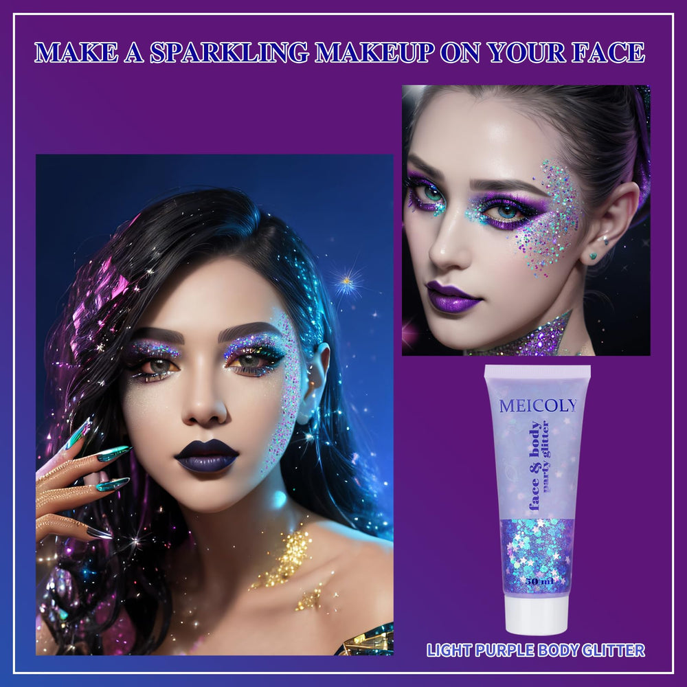 MEICOLY self-adhesive glitter gel glides on skin without glue