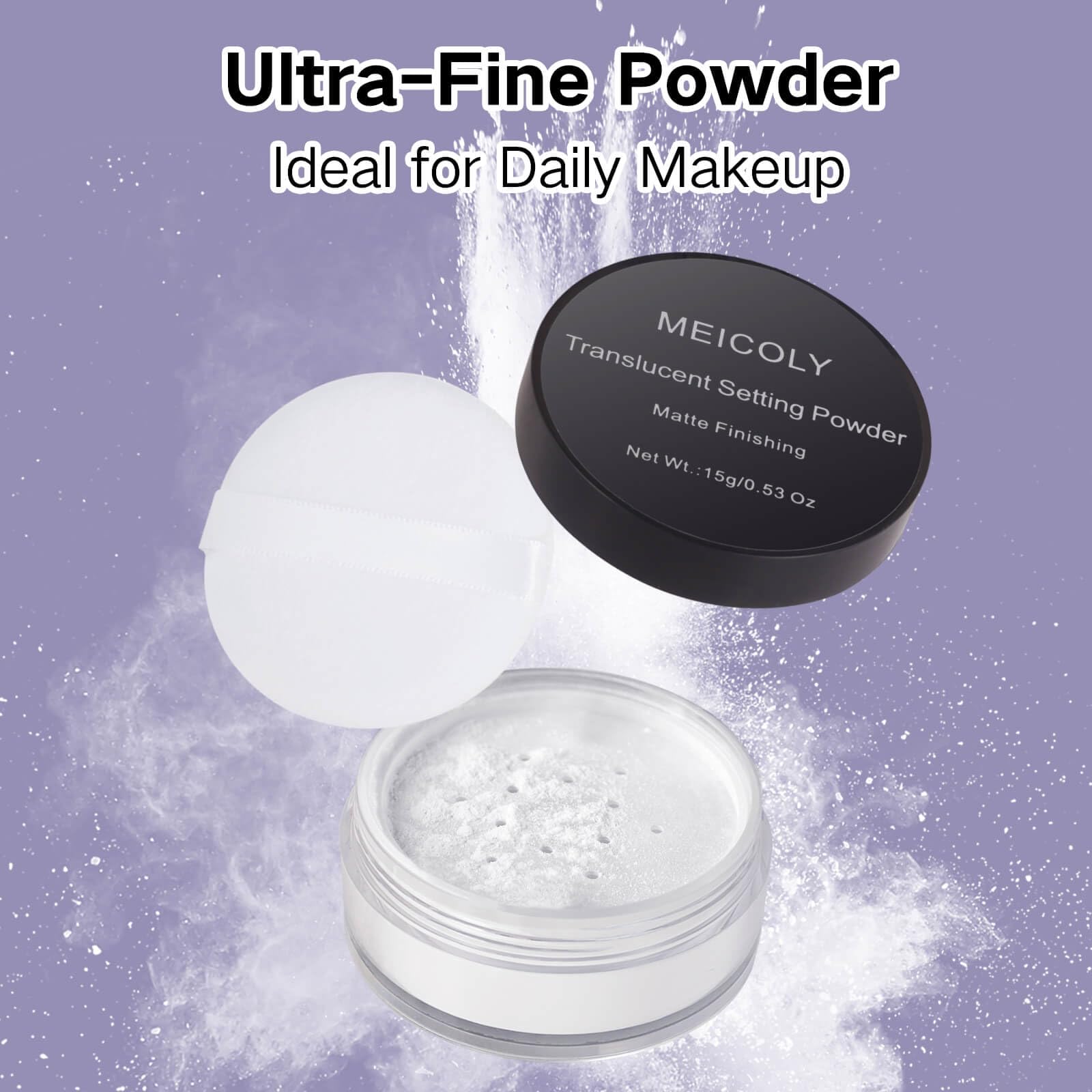MEICOLY translucent colorset powder delivering a matte finish for daily wear.