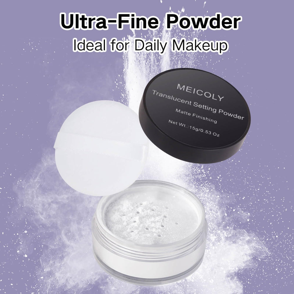MEICOLY translucent colorset powder delivering a matte finish for daily wear.