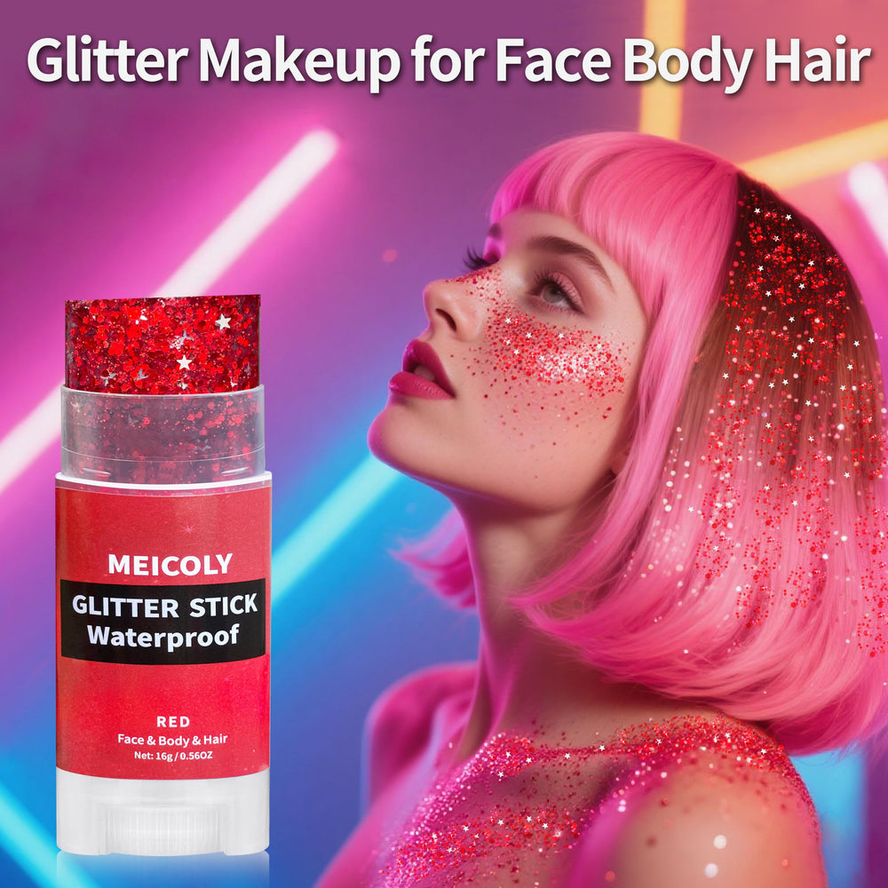 MEICOLY Waterproof Glitter Stick stays put through rain and sweat
