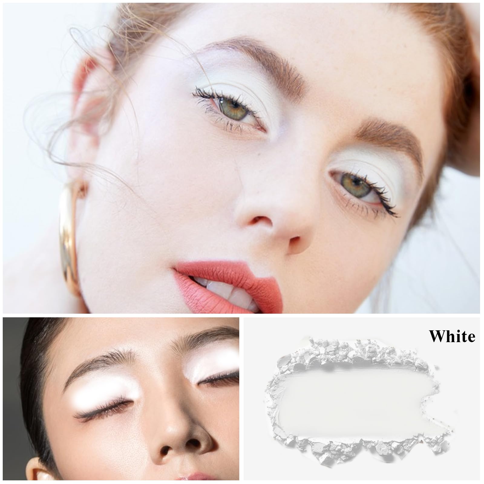 MEICOLY vanilla white eyeshadow swatch showing rich pigment for bold color results