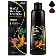 MEIDU black hair dye shampoo bottle for natural gray coverage.