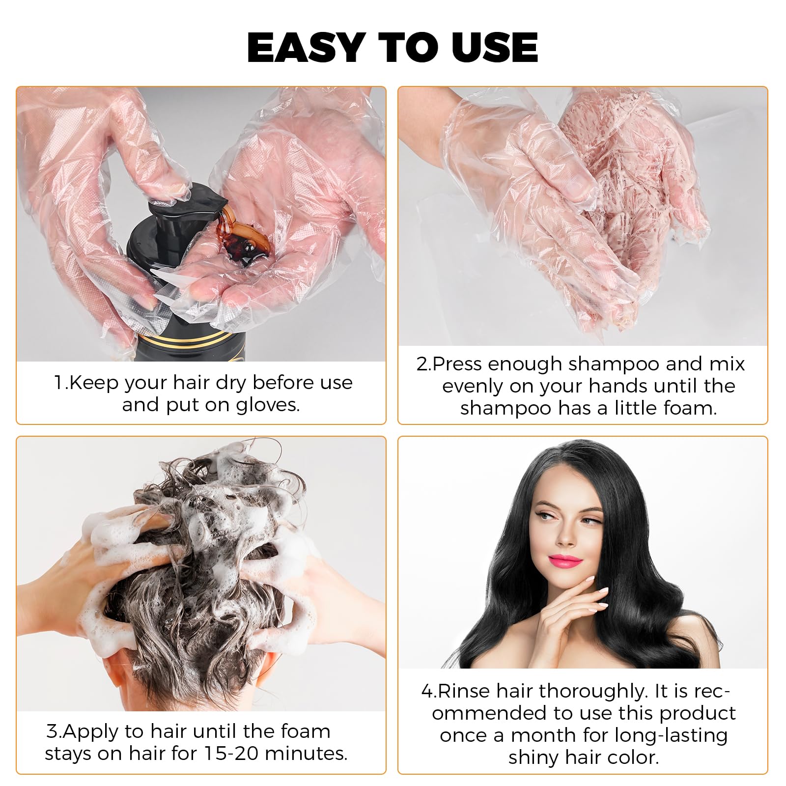 MEIDU Black Hair Dye Shampoo herbal-ingredients emphasizes ginseng extract