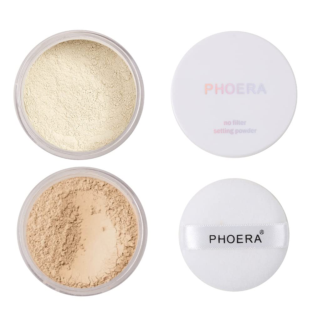 Meifen PHOERA setting powder translucent swatch for even, shine-free finish.