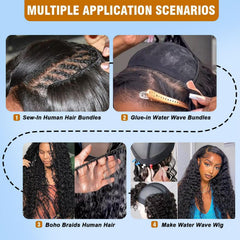 Meiguiyu 100-percent Remy water wave bundles deliver soft texture and natural movement.