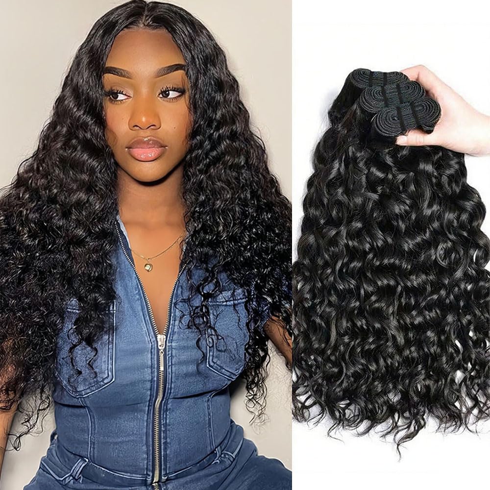 Meiguiyu water wave bundles 16 inch natural color for versatile styling.