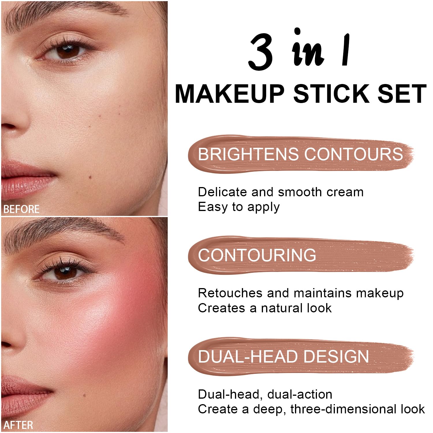 Meilury contour stick with light texture for easy blending and comfortable application.