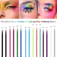 Meilury 15-color eyeliner pencil close-up highlights rich cream texture