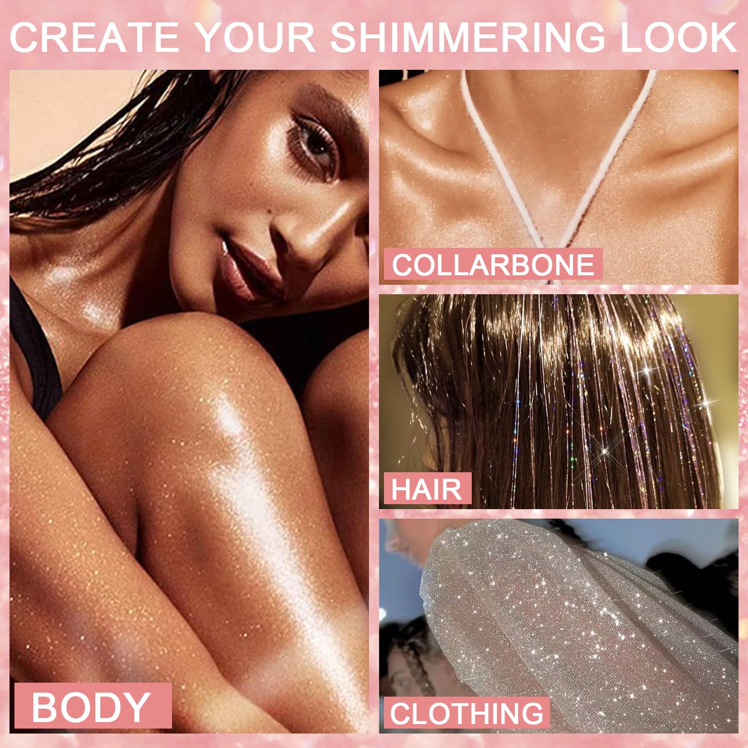 Meilury multi-use glitter for makeup, hair, and nails.