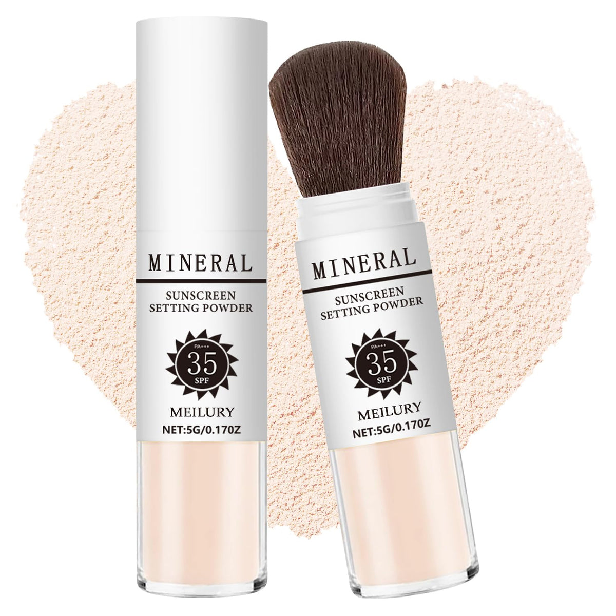 Meilury Sunscreen Setting Powder SPF 35 on translucent face for daily protection