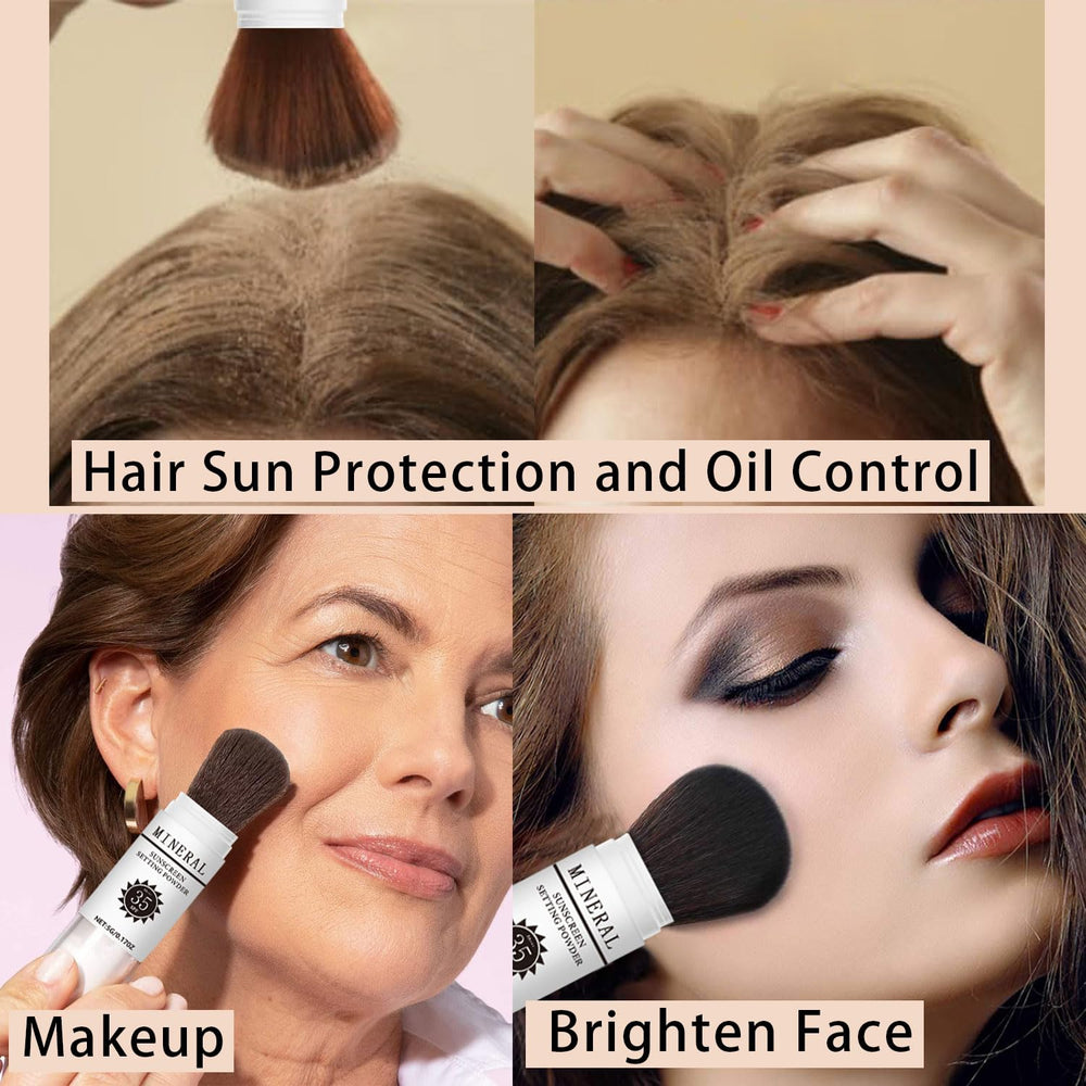 Meilury translucent loose powder applied with high-density brush for precise setting