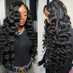 MEIMEI 28-inch loose wave HD lace front wig with natural movement and easy styling.