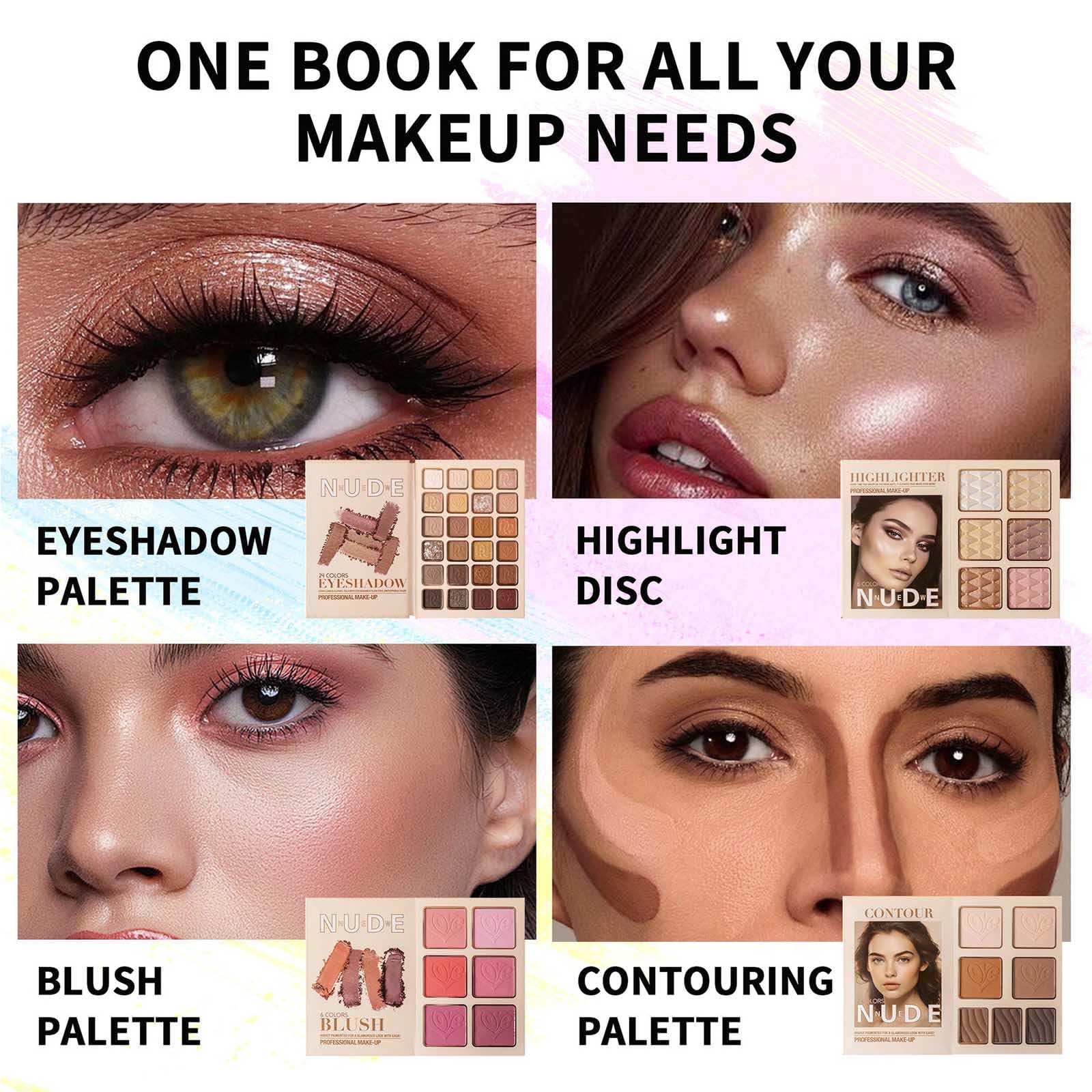 MeiPlumLai book-style palette swatches 43 shades for seamless color mixing on diverse skin tones