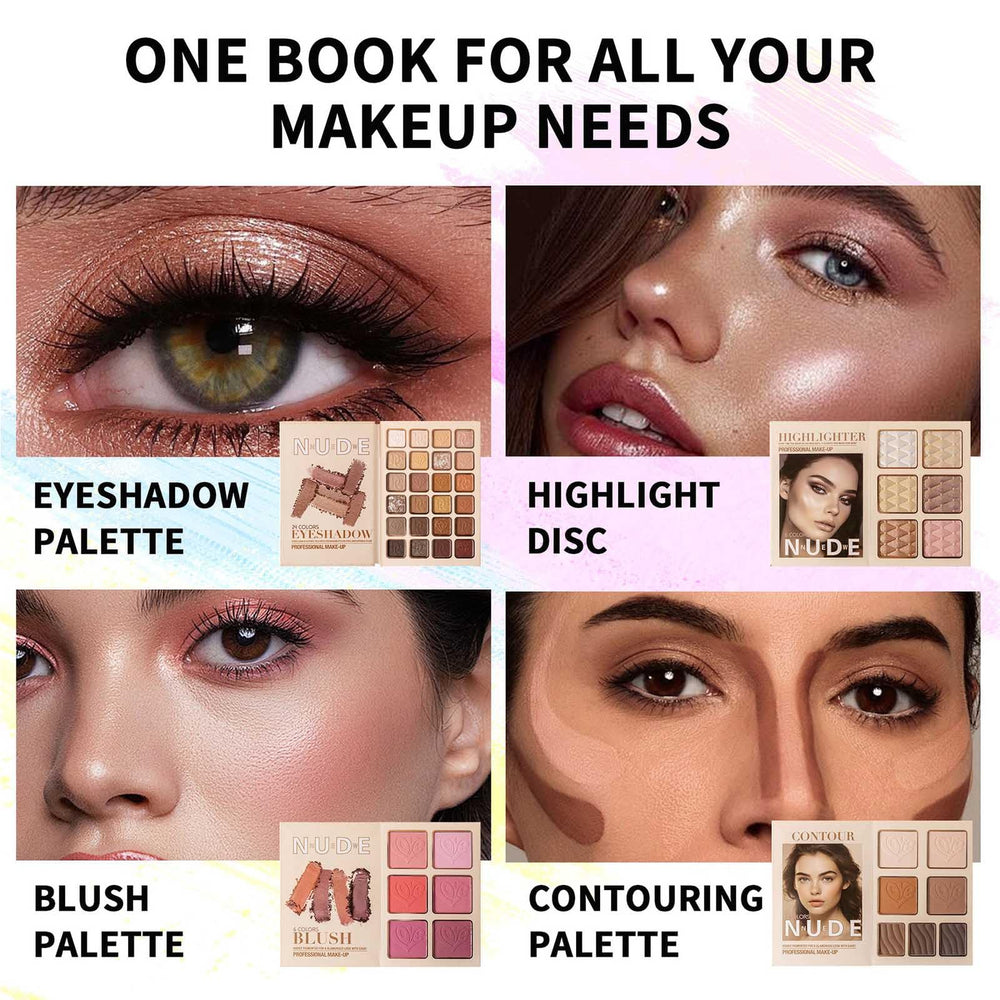 MeiPlumLai book-style palette swatches 43 shades for seamless color mixing on diverse skin tones