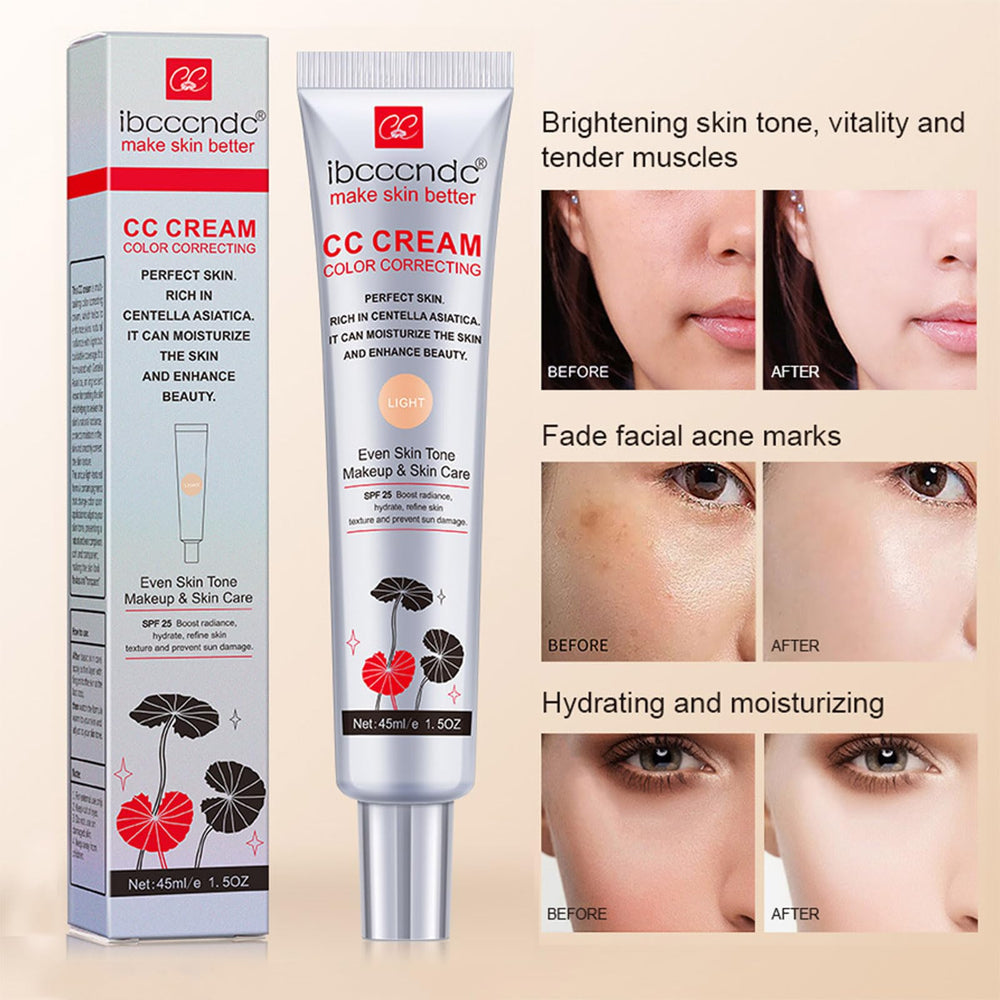 MeiPlumLai CC Cream swatch shows color-changing texture on skin.