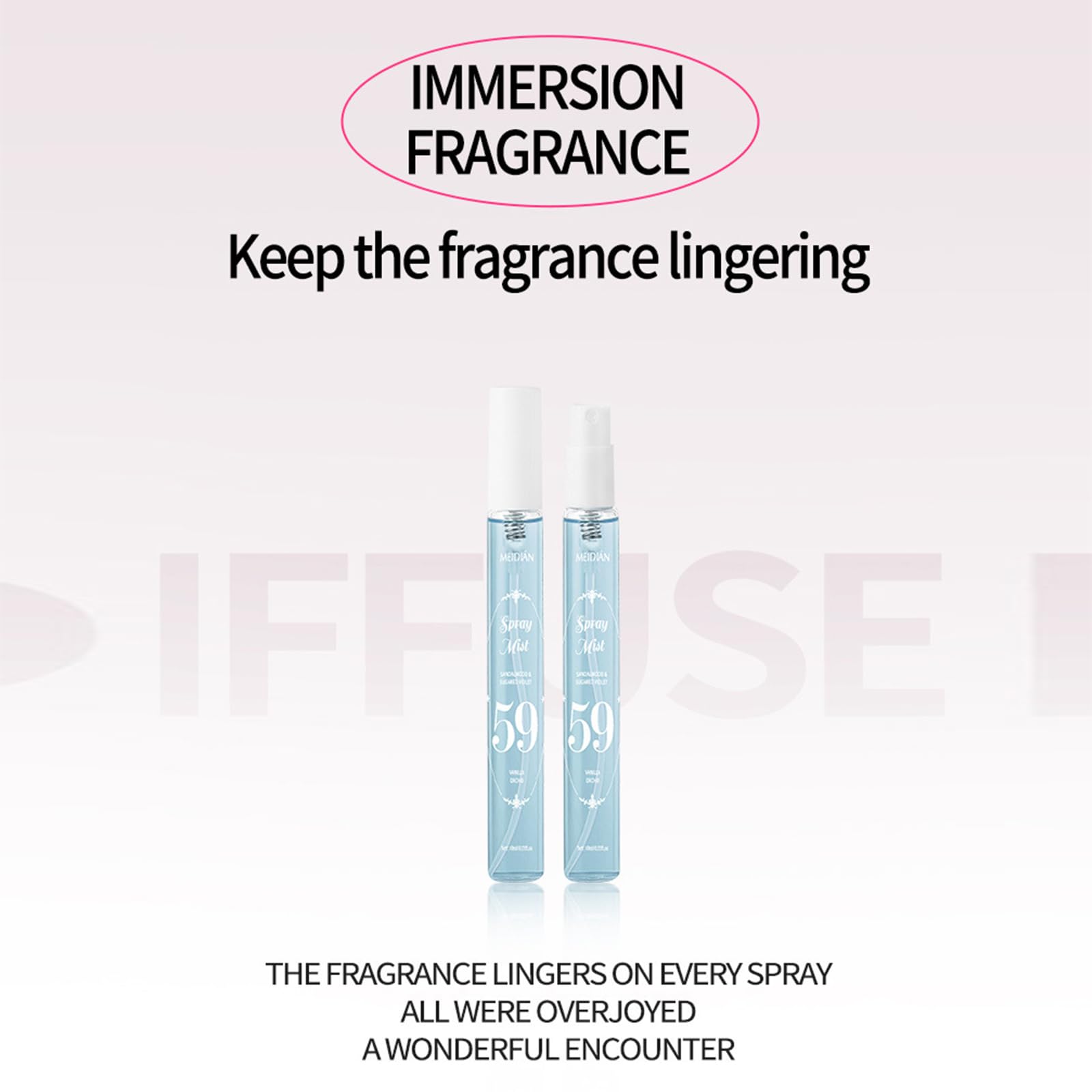 Spray action reveals a fresh MeiPlumLai scent