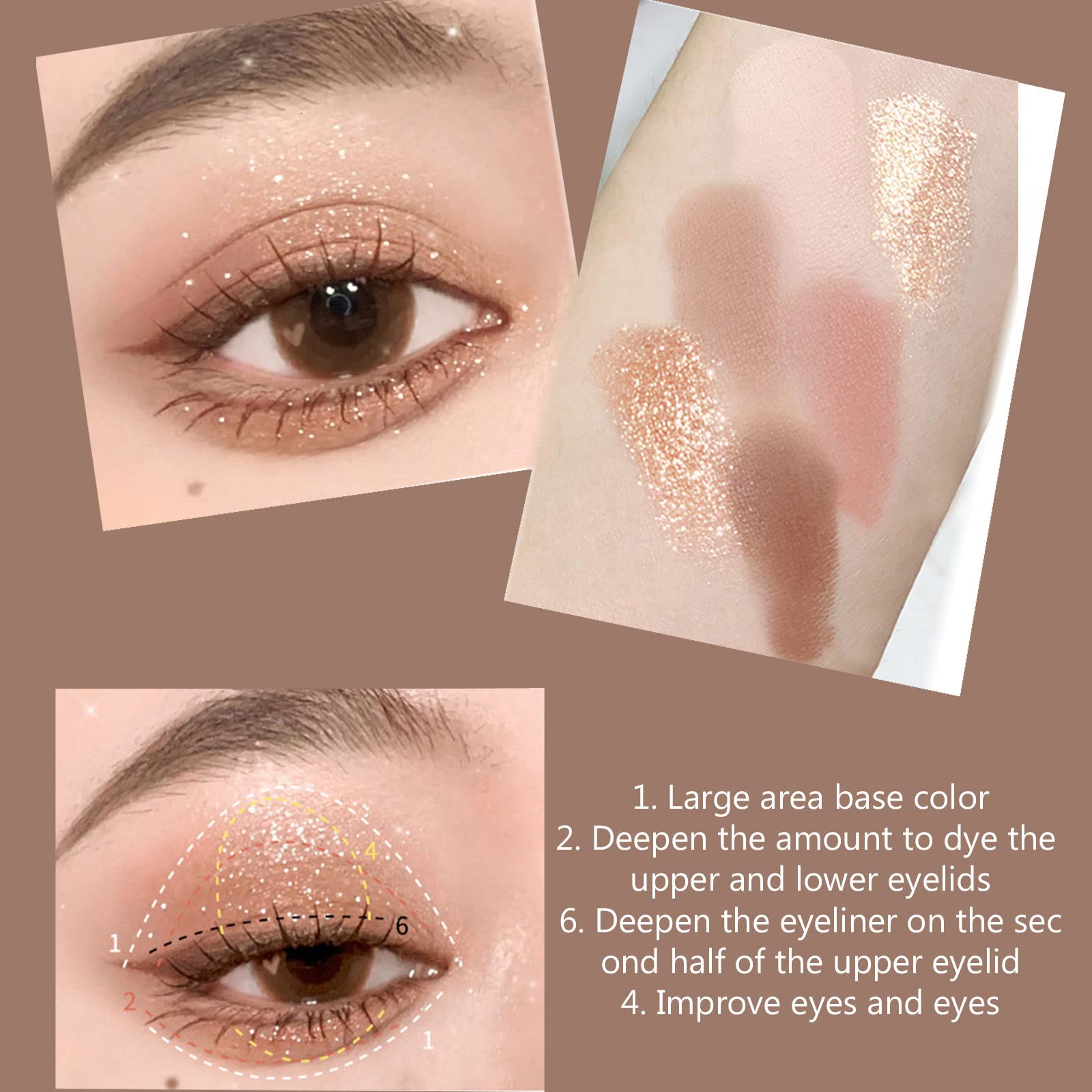 MeiPlumLai shimmer shades close-up for a radiant eyelid glow.