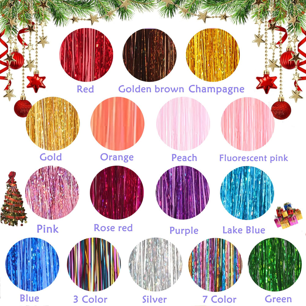 MEIYOU Hair Tinsel Kit 48-inch length – long, sparkling extensions for dramatic looks.