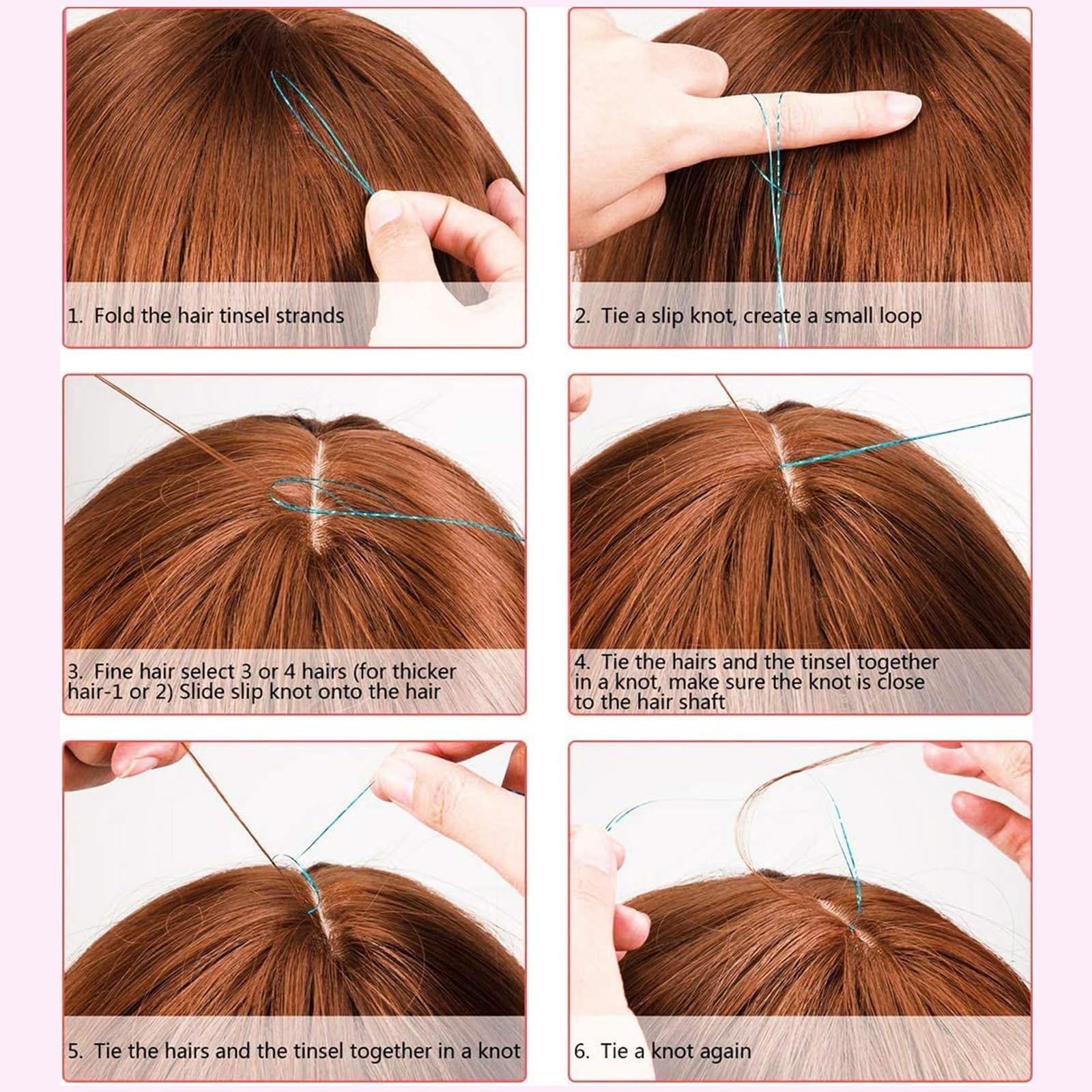 MEIYOU Hair Tinsel Kit in-use – easy DIY sparkle boost for your favorite hairstyles.