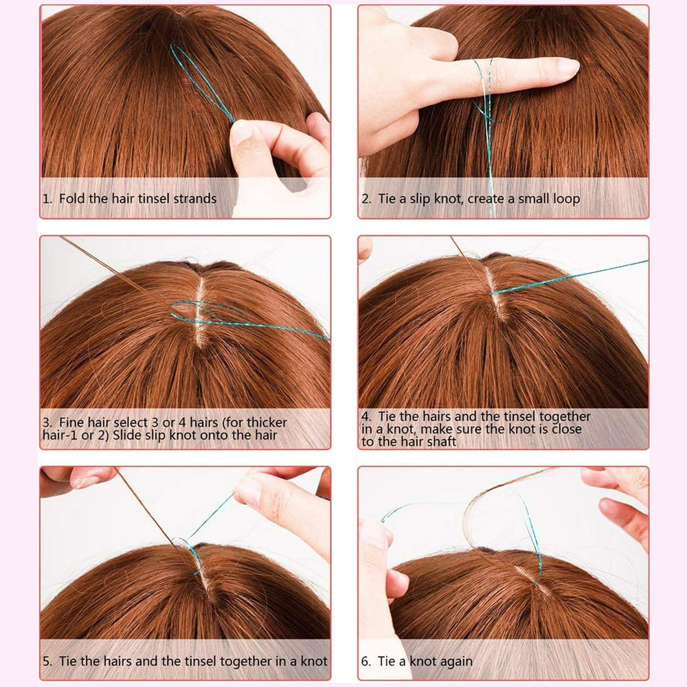 MEIYOU Hair Tinsel Kit in-use – easy DIY sparkle boost for your favorite hairstyles.