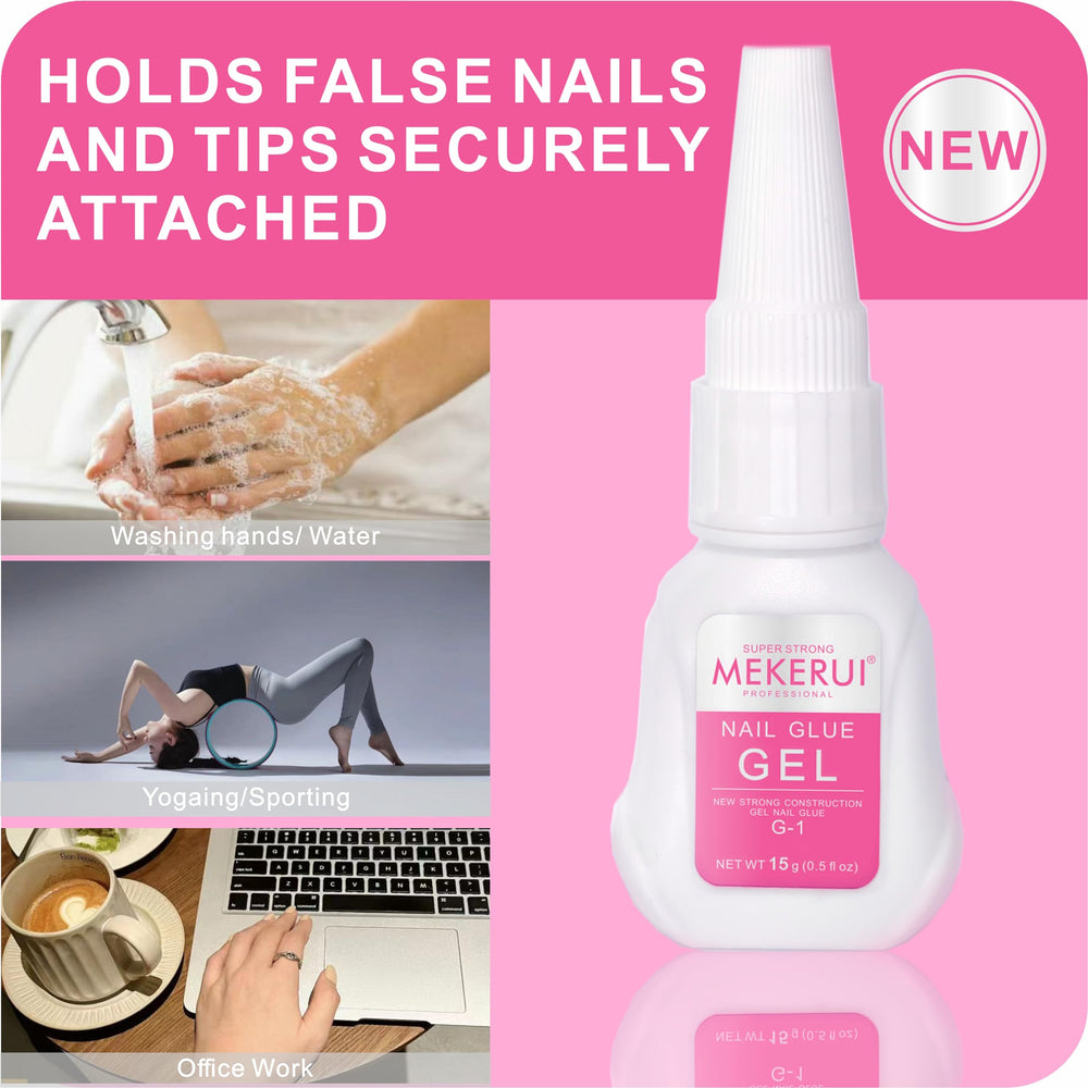 Nail art secured with long-wear MEKERUI glue gel.