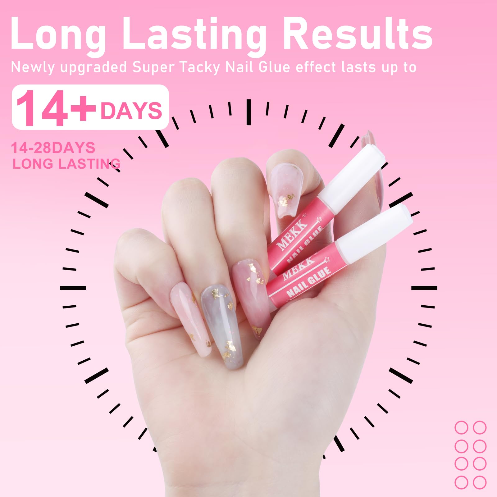 MEKK nail glue with low odor and non-toxic formulation.