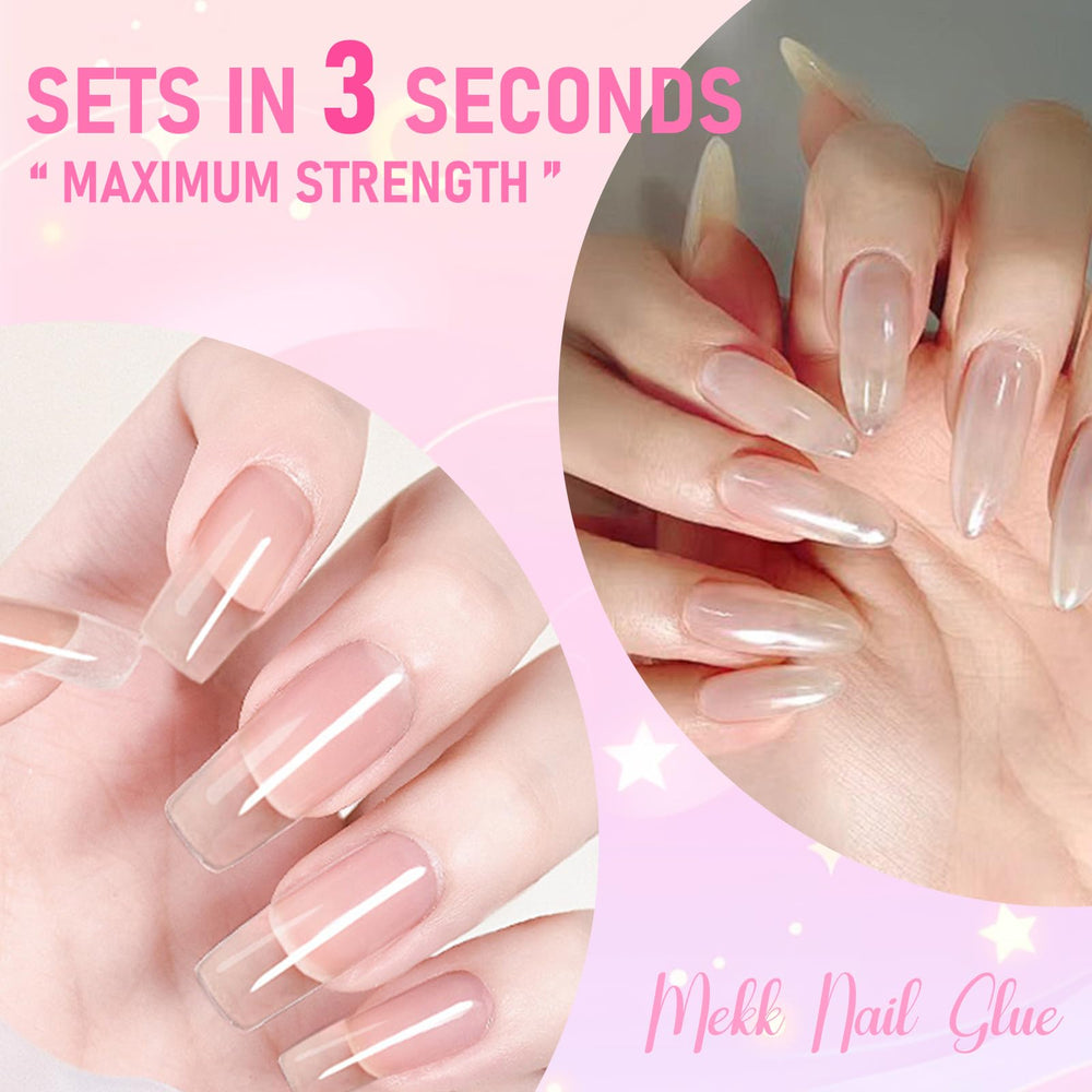 MEKK Nail Glue comes in a compact travel kit for salon or home use.