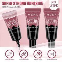 MEKK rhinestone glue in action applying crystals on a nail art design