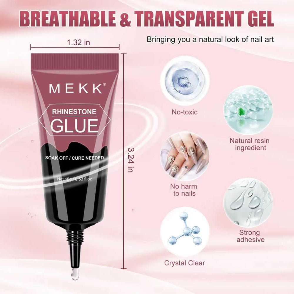 Close up of MEKK rhinestone glue nozzle tip for precise gem placement on nails