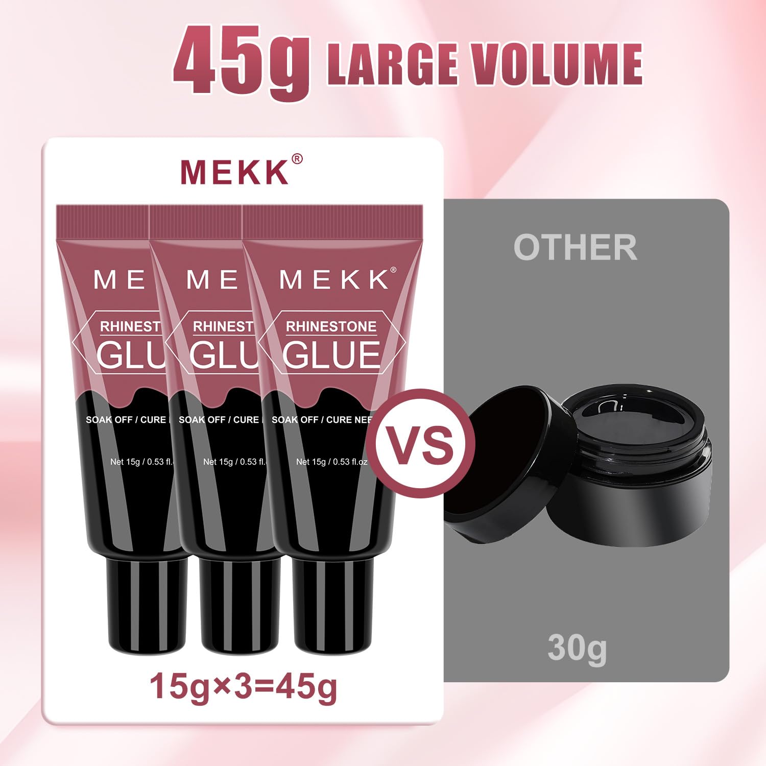 Pearls and rhinestones glued with MEKK glue for versatile nail art