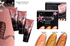 Melanie Mills Hollywood Gleam on the Go Bronze Gold bottle provides a sun-kissed, radiant sheen
