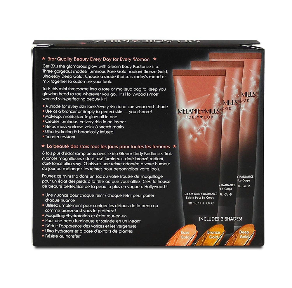 Melanie Mills Hollywood Gleam swatch Deep Gold reveals rich, sun-kissed radiance