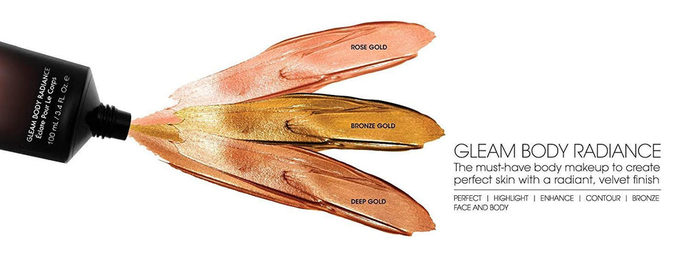 Melanie Mills Hollywood Gleam on the Go applied to skin demonstrates versatile application