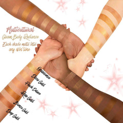 Melanie Mills Hollywood Gleam Opalescence swatch on forearm highlighting universal glow.