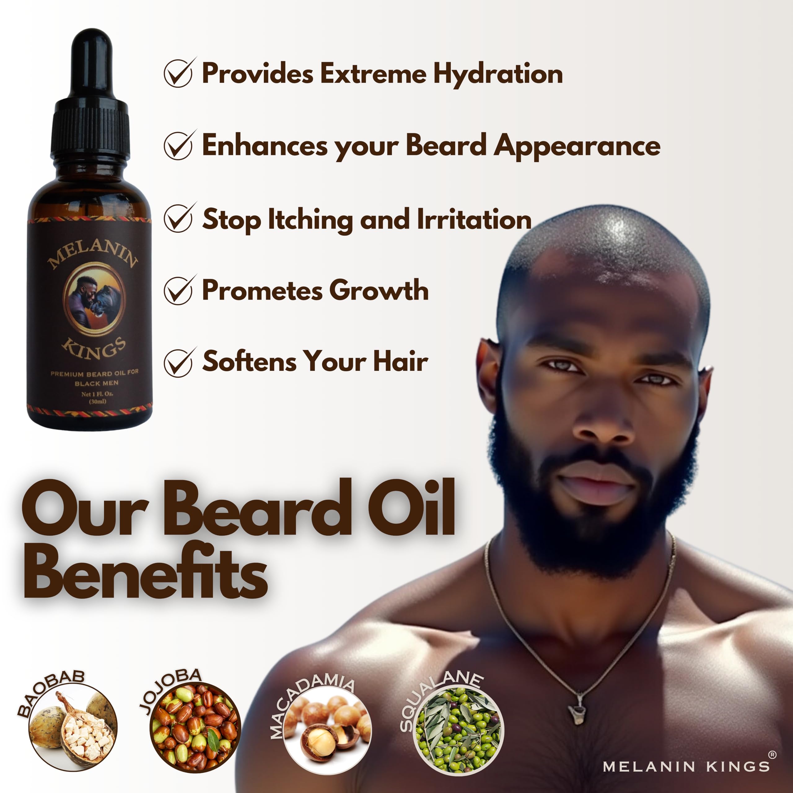 Melanin Kings wooden beard brush aiding even product distribution