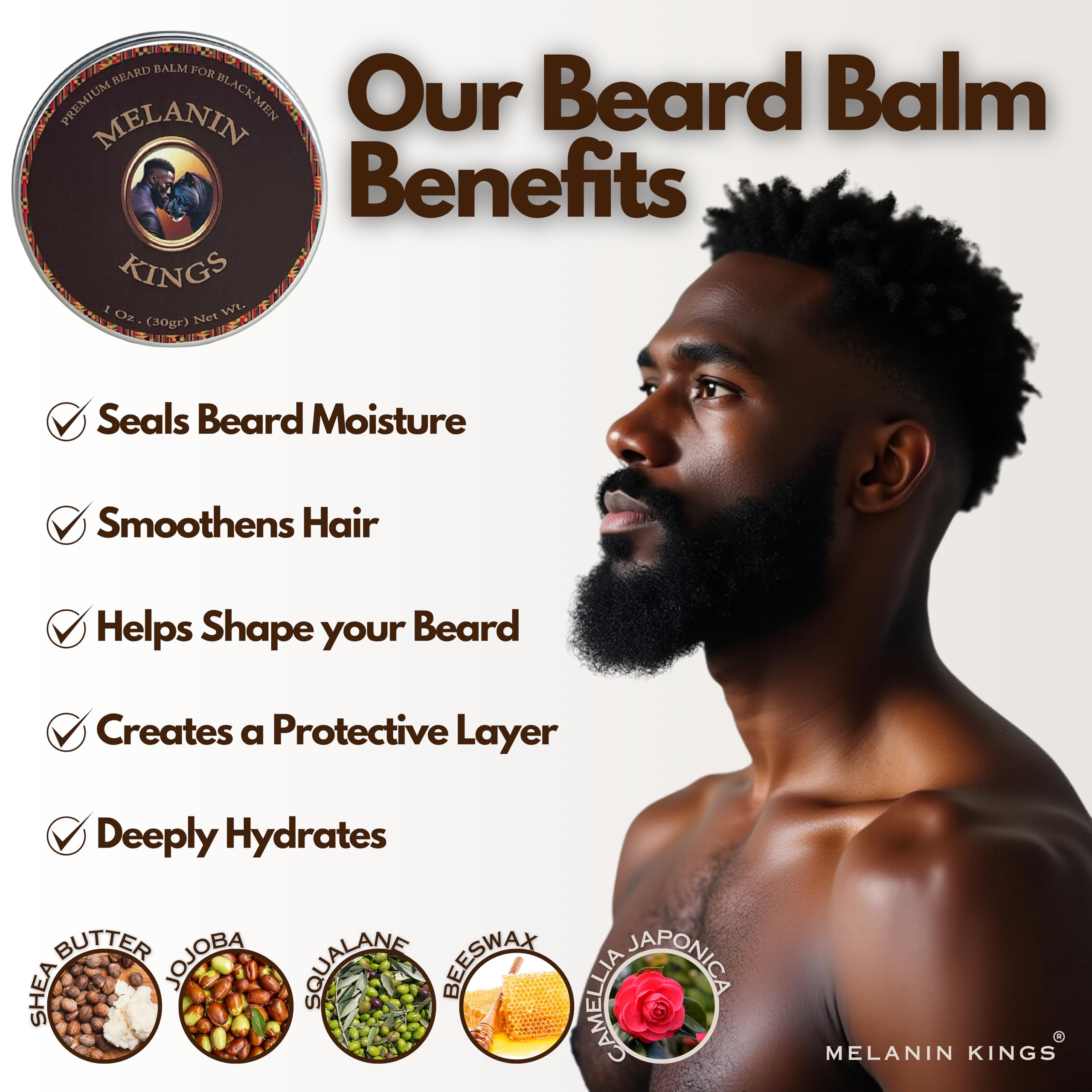 Melanin Kings wooden beard comb for detangling and shaping curls
