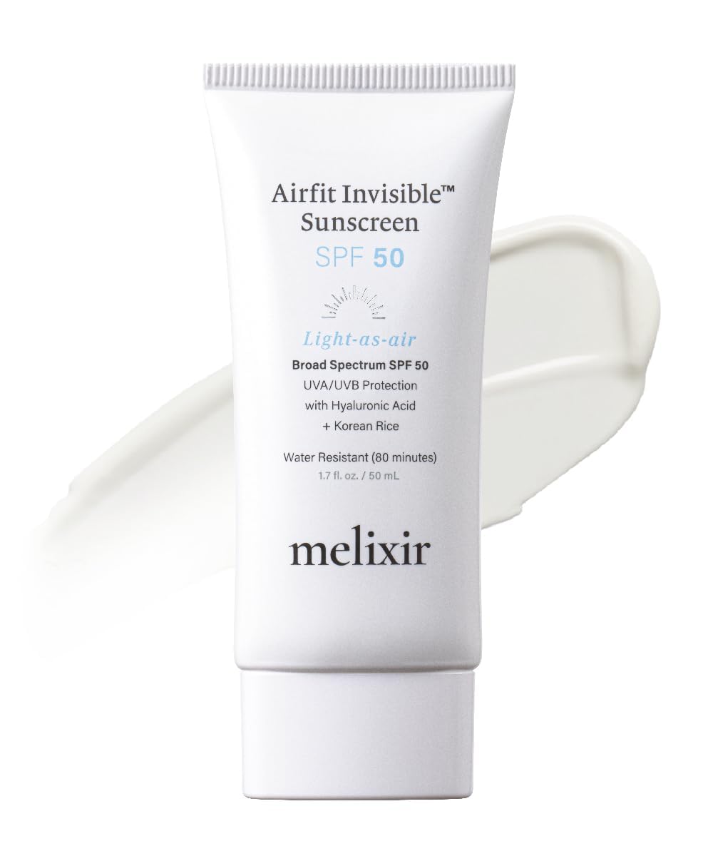 Melixir Airfit Invisible Sunscreen bottle—weightless sun protection for daily use