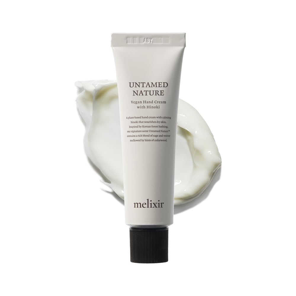 Melixir Untamed Nature Hand Cream bottle showcases rich hydration for dry hands.