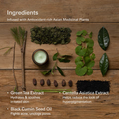 Melixir Vegan Relief Facial Moisturizer centella asiatica extract close-up for redness support.
