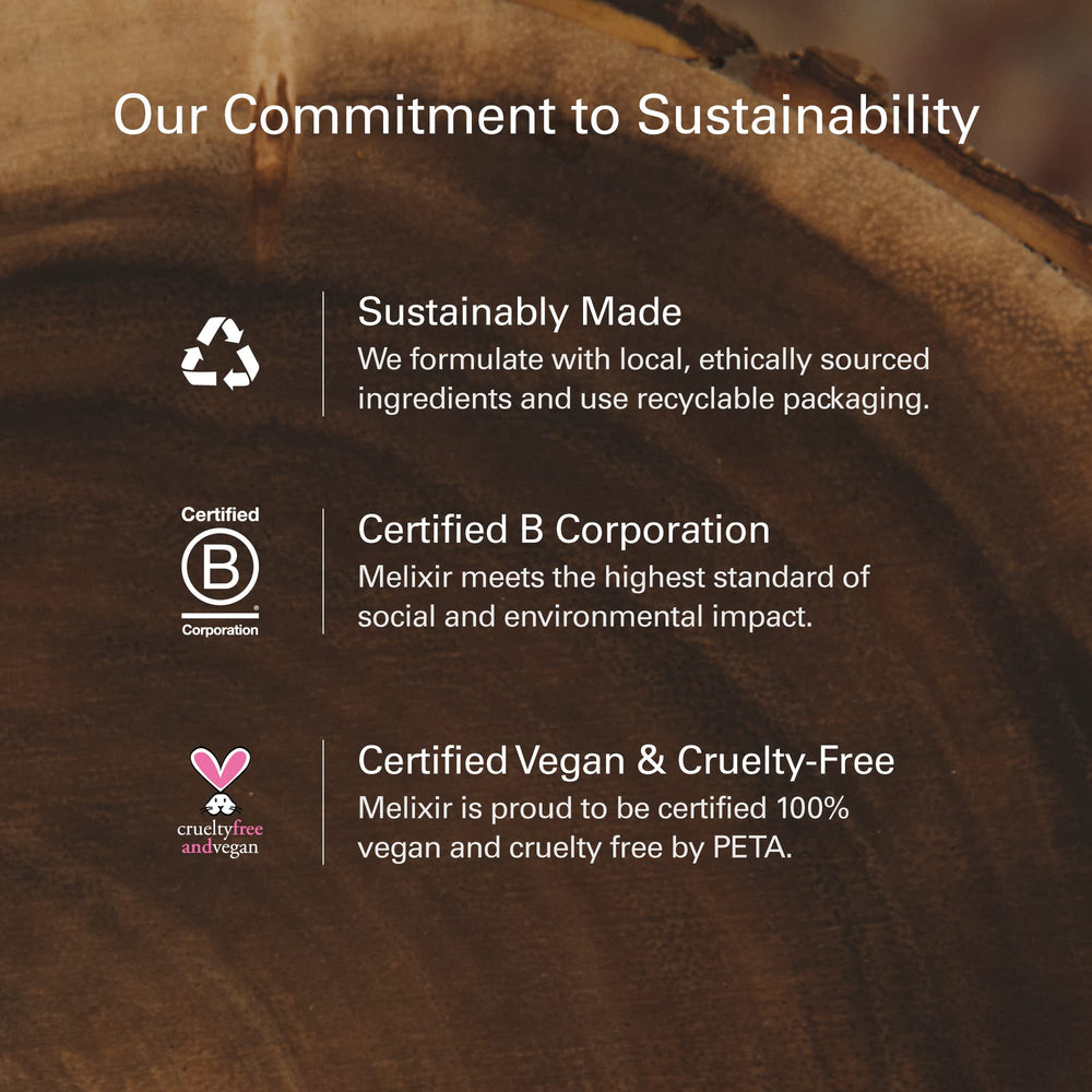 Melixir Vegan Relief Facial Moisturizer vegan and cruelty-free badge showcases ethics.