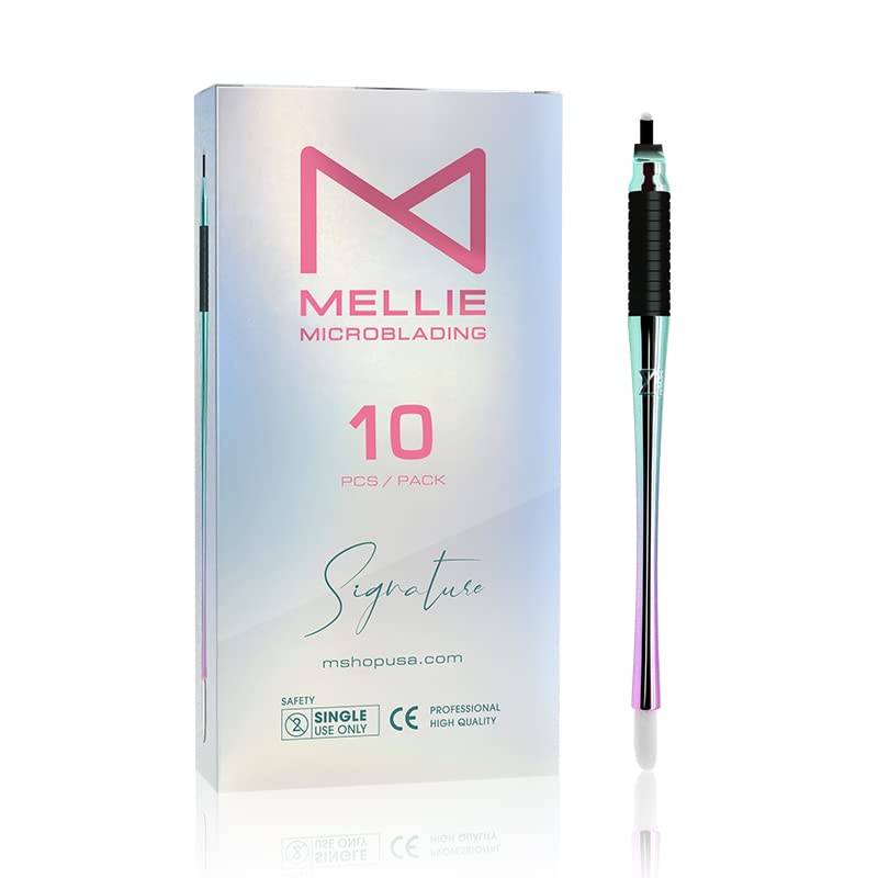 Mellie's Signature Microblading Eyebrow Pen pack of 10 with sterile blades for precise brow work.