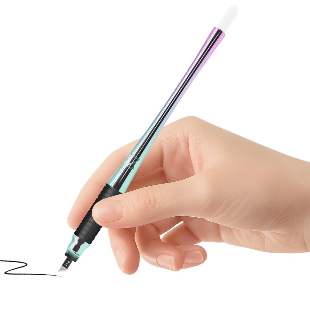 Mellie's Signature Microblading Eyebrow Pen ergonomic non-slip rubber grip for steady control.