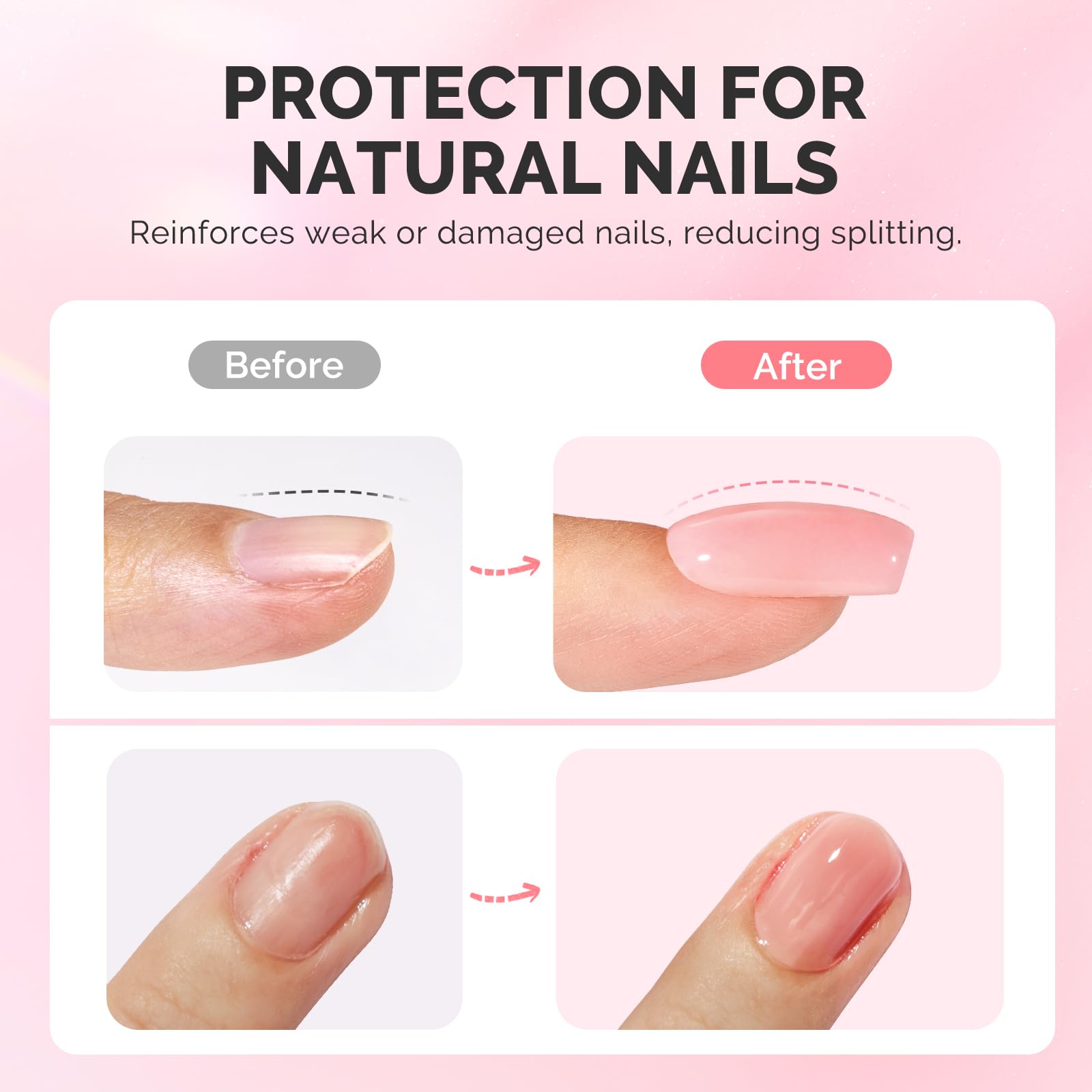 MelodySusie nude pink base gel swirl on nail for natural length