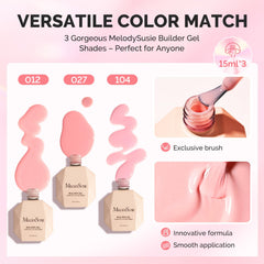 MelodySusie rose pink base gel swatch on nail for rich color
