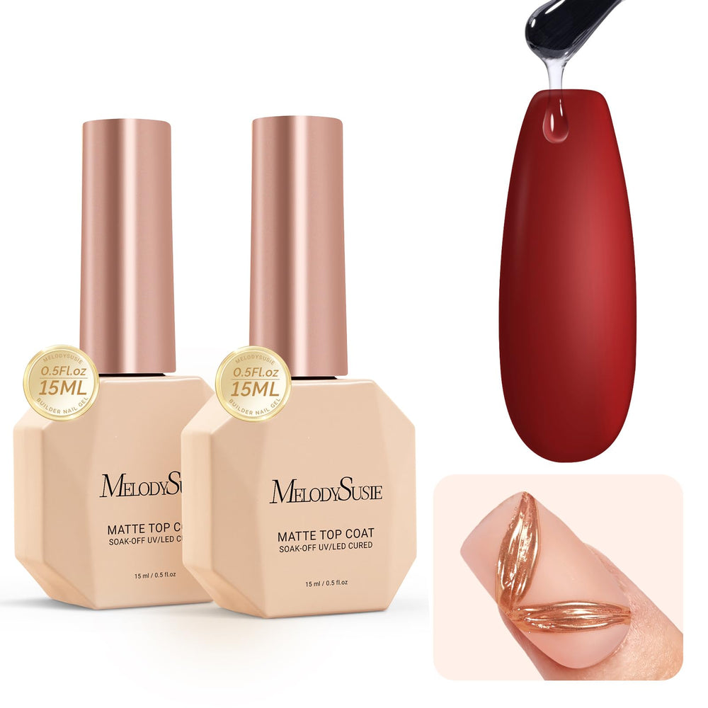 MelodySusie matte top coat bottle showing dense film for chrome powder detail.