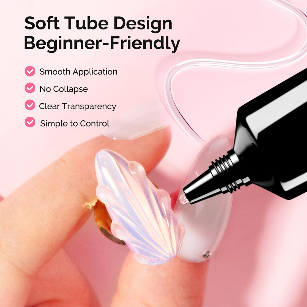 MelodySusie 3D gel with chrome powder base for smooth, reflective finishes.